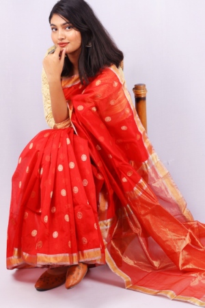 Red Chanderi Saree